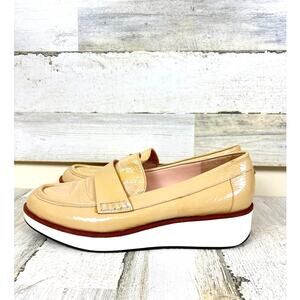 Kate Spade New York Womens 11 Priya Beige Yellow Patent Platform Loafers Comfort